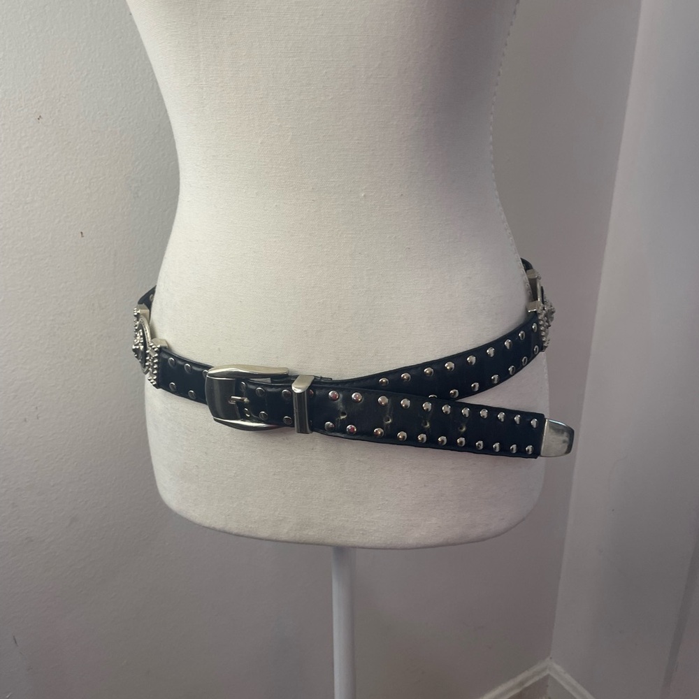 Studded Black Belt with Medusa Head - Picture 7 of 8